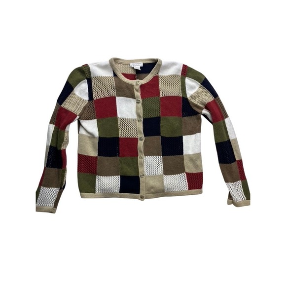 Christopher & Banks Sweaters - Christopher & Banks Cardigan Sweater Womens S‎ Multicolor Patchwork Knit Cottage